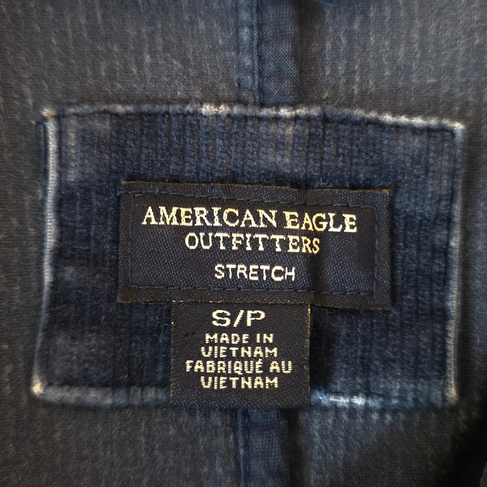 American Eagle Jacket Womens Small Blue Corduroy Elbow Patch Preppy Academia - Picture 9 of 10